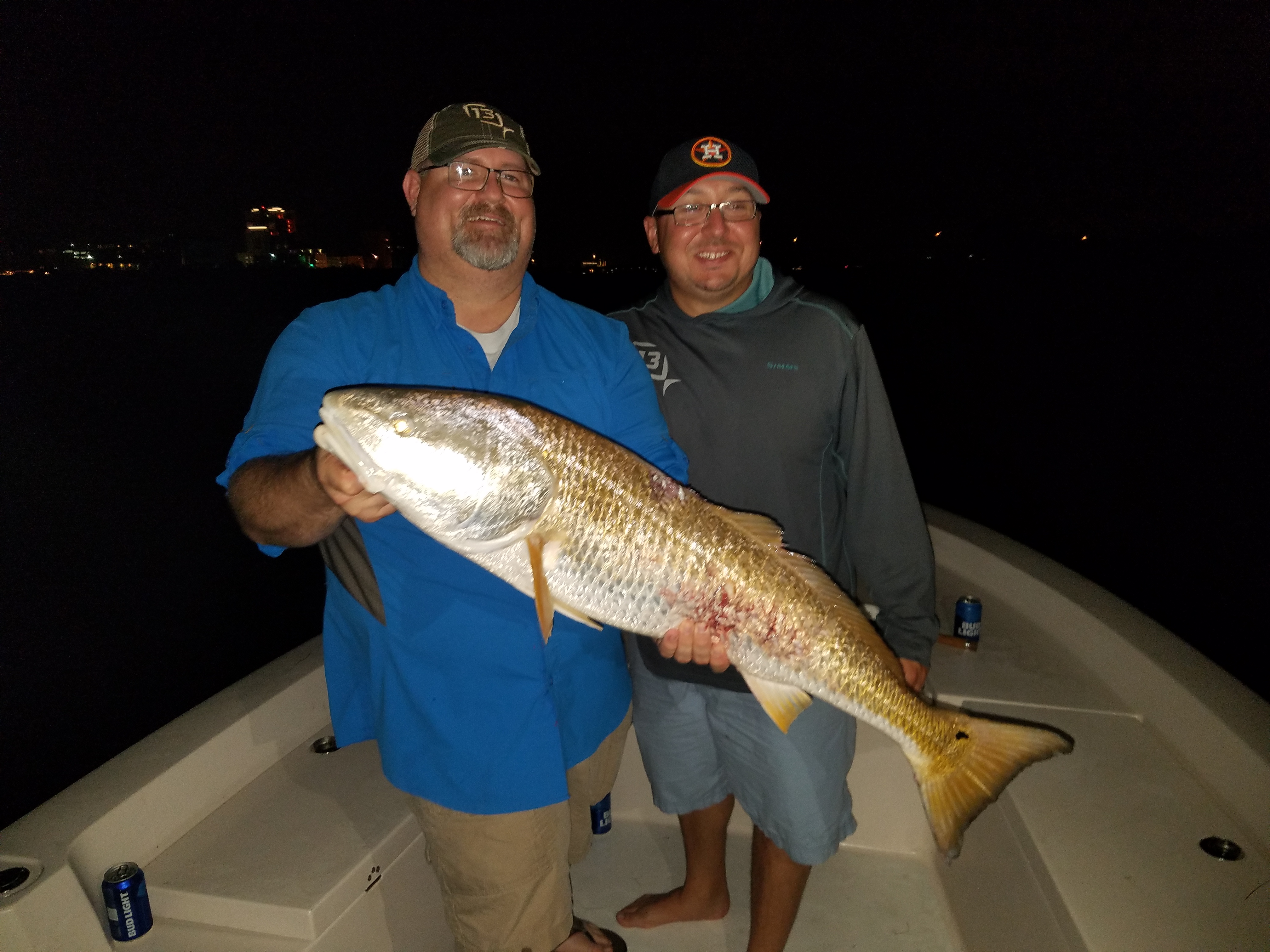 Huge redfish caught with Capt.Jared on a night fishing charter out of clearwater beach florida